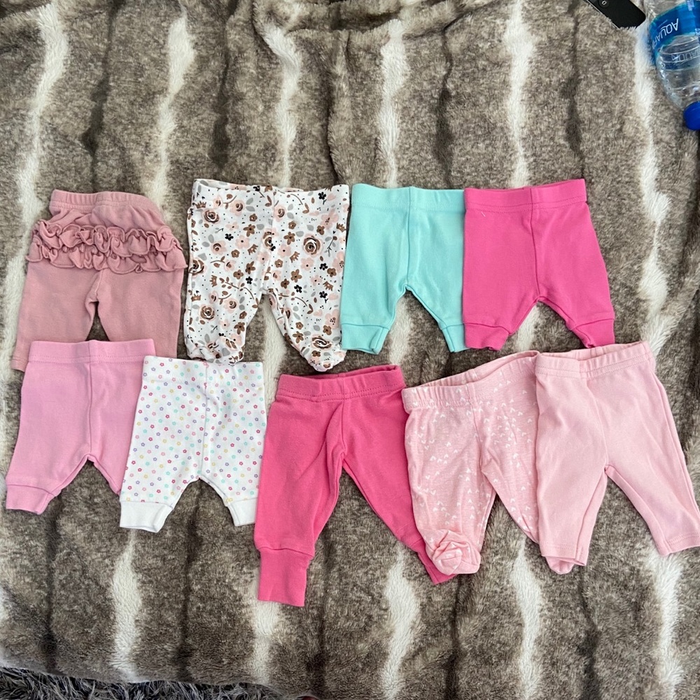 9 pairs of preemie girls pants